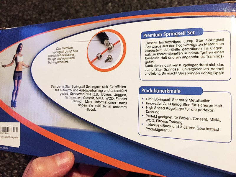 Springseil Test Sportastisch Jump Star Verpackung Ruecken